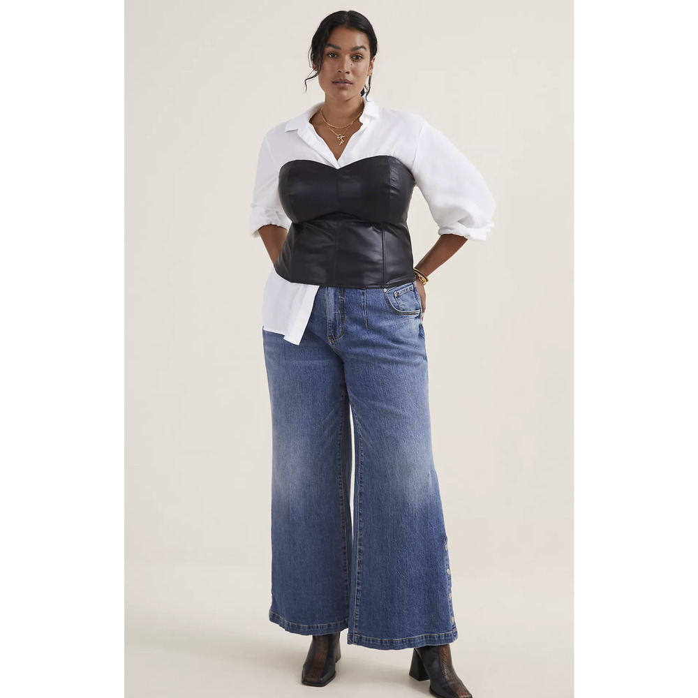 NEW Anthropologie Eri + Ali Faux Leather Bustier Top - Size 2X Plus